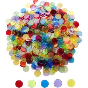 Yuanhe 500 Pieces of 3/4 inch Transparent Bingo Counting Chips for Bingo Game Party, Classroom, Game Night, Bingo Hall-Mixed Color