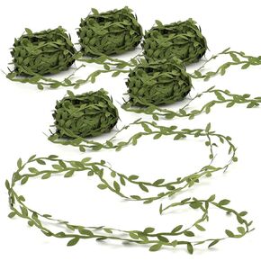 توسنيل 5 لفات اجمالي 109 ياردة من اوراق الشجر الخضراء الزيتونية، اكليل اوراق الكرمة الصناعية - رائع للحرف اليدوية وتغليف الهدايا وحفلات الزفاف وديكور المنزل in Kuwait