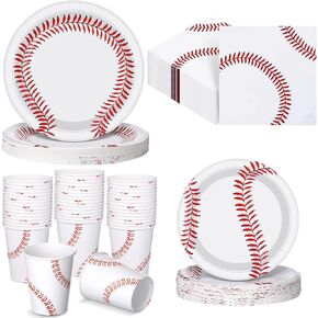 240 Pcs Baseball Party Supplies Set Include 72 Pcs Round Baseball Paper Plates, 144 Pcs Baseball Napkins and 24 Pcs Baseball Cup Baseball Decorations for Party Game Sports Events Birthday Favor in Kuwait