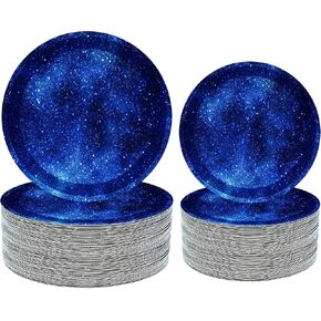 HSPAIDYP 50Pcs Floral Blue & White Flower Party Supplies Blue and White Paper Plates Set 9" Floral Plates 7" Blue White Floral Plates for Bridal Shower Wedding Tea Party Floral Party Decor in Kuwait