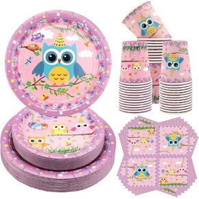 ديكورات حفلات أعياد الميلاد على شكل بومة من Obussgar - لوازم حفلات البومة بما في ذلك الأطباق والأكواب والمناديل لديكورات حفلات البومة - تكفي 20 (4-20) in Kuwait