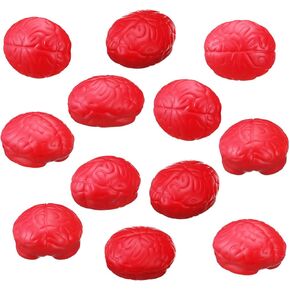 Leitee 12 Pcs Brain Stress Ball PU Hand Muscle Exercise Pressure Ball Halloween Brain Toy Funny Stress Relief Toy for Teens Adults Improving Grip Strength Object Recognition Props (Blue)