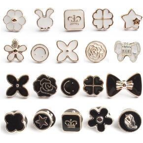 20Pcs Women Shirt Brooch Buttons Pearl No Sew Button Pins Safety Rhinestones Mini Brooch Pins Cover up Button(Rhinestone and pearl buttons)