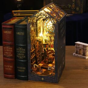3D Wooden Puzzle Bookends, DIY Book Nook Kit, Magic Book House Model Building Kit Insert Decor with Sensor Light, Stand Bookshelf for Home Decorative Books Ornaments (Seaside Cottage) in Kuwait