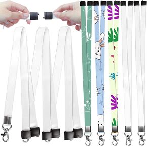 20 قطعة من حبال Fansunta البيضاء الفارغة، حبال رقبة بيضاء مع مشابك مخالب، حبال DIY لبطاقة الهوية، حبال داكرون مع أزرار كبس in Kuwait