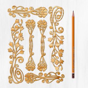 Ajoure Lasercut Embelishments # Art Deco Clover Grass Floral Pattern Border Vintage Veneer Wooden Chipboard Plywood Silhouette for Craft
