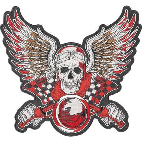 GodEagle 27.94 سم Wx25.4 سم H Skull Punk Rocker Rider رقع اسم جاكت مزين بالكي / مخيط على رقع مطرزة على الظهر أسود حديد على القماش in Kuwait