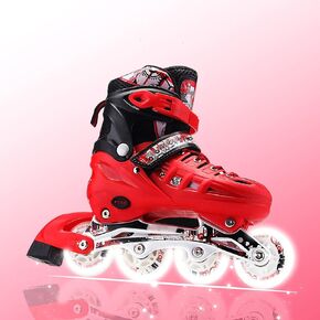 4 Types Size Adjustable Inline Skates Kids Adults for Outdoor Flash Men and Women Roller Skates Beginners Featuring All Illuminating Wheels Roller Shoes Pu High Elastic Wear Wheel