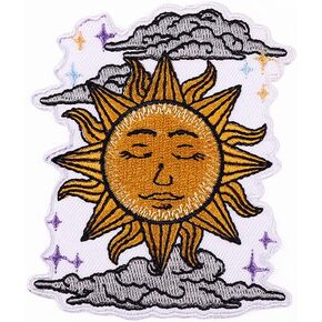 Sun Embroidery Fabric Patch Sun Clouds Stars Embroidery Patch Adhesive Back Patch Multicolor Sun Embroidery Fabric Patch Cartoon Sun Adhesive Back Patch Sleep Sun Shape Embroidery Patch in Saudi Arabia