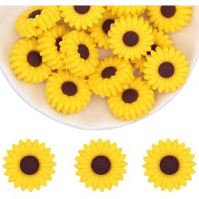KJMYYXGS Sunflower Silicone Beads, 15PCS Daisy Silicone Focal Beads Silicone Shaped Beads for Keychain Making, Sunflower Beads Daisy Beads for Jewelry Making Silicone Focal Beads for Pens (Yellow) in Saudi Arabia