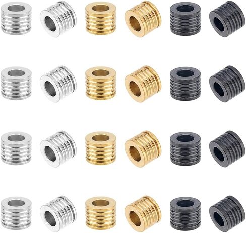 UNICRAFTALE 24pcs 3 Colors Paracord Bead Column Spacer Beads Beads 4mm Inner Stainless Steel Grooved Tube Beads Lanyard Beads for Knives Pendant Flashlight Bracelet in Saudi Arabia
