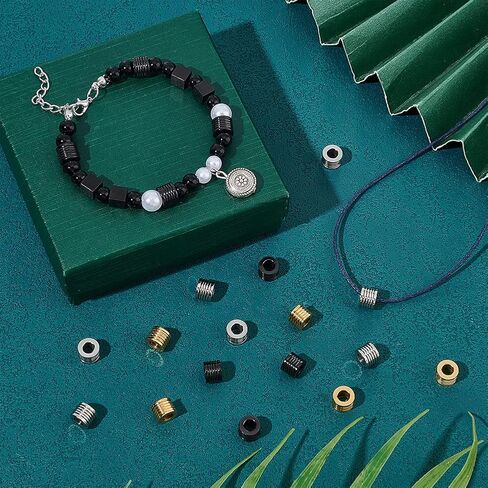 UNICRAFTALE 24pcs 3 Colors Paracord Bead Column Spacer Beads Beads 4mm Inner Stainless Steel Grooved Tube Beads Lanyard Beads for Knives Pendant Flashlight Bracelet in Saudi Arabia