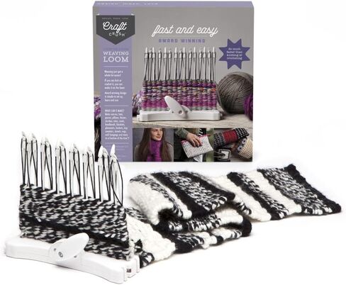 مجموعة Craft Crush Weaving Loom Craft - تعلم نسج الأوشحة والقفازات والديكور المنزلي - مجموعة أدوات يدوية صغيرة بتصميم عصري للمراهقين والبالغين - سهلة الاستخدام، ونسيج سريع من صانعي Loopdeloom، صغيرة in Kuwait