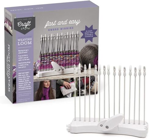 مجموعة Craft Crush Weaving Loom Craft - تعلم نسج الأوشحة والقفازات والديكور المنزلي - مجموعة أدوات يدوية صغيرة بتصميم عصري للمراهقين والبالغين - سهلة الاستخدام، ونسيج سريع من صانعي Loopdeloom، صغيرة in Kuwait