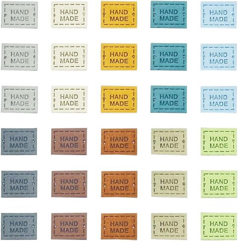 Juland PU Leather Label 100 قطعة ملابس يدوية الصنع منقوشة بعلامة تزيين متماسكة DIY إكسسوارات لحقائب الجينز وقبعة الأحذية - 1.5 × 2 سم - 10 ألوان in Kuwait