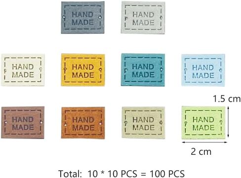 Juland PU Leather Label 100 قطعة ملابس يدوية الصنع منقوشة بعلامة تزيين متماسكة DIY إكسسوارات لحقائب الجينز وقبعة الأحذية - 1.5 × 2 سم - 10 ألوان in Kuwait