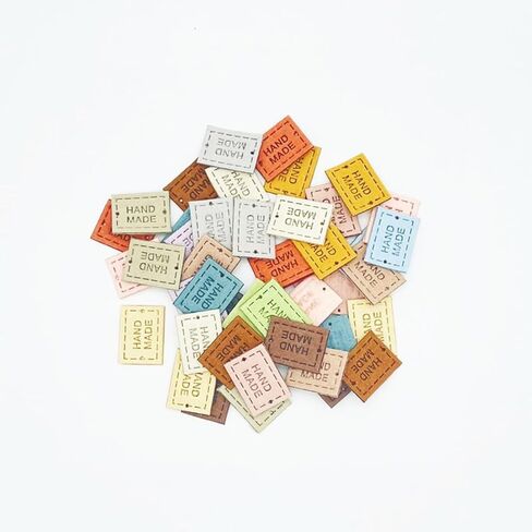 Juland PU Leather Label 100 قطعة ملابس يدوية الصنع منقوشة بعلامة تزيين متماسكة DIY إكسسوارات لحقائب الجينز وقبعة الأحذية - 1.5 × 2 سم - 10 ألوان in Kuwait