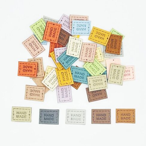 Juland PU Leather Label 100 قطعة ملابس يدوية الصنع منقوشة بعلامة تزيين متماسكة DIY إكسسوارات لحقائب الجينز وقبعة الأحذية - 1.5 × 2 سم - 10 ألوان in Kuwait