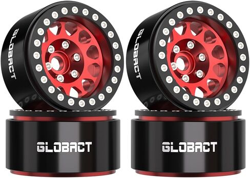 RC 1.9inch Beadlock Wheels - Offset -10.5mm Aluminum Wheel Rim Hub for 1/10 RC Crawler Car Axial SCX10 UTB10 TRX4 TRX6 Redcat Gen7 Gen8 VS4-10 Upgrade Accessories (4Pcs Red) in Kuwait