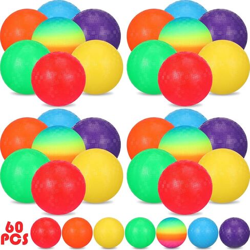 Jerify 60 Pack PVC Playground Balls 7 Colors Playground Balls 5 Inch Children Adult Color Inflatable Balls Handball Soccer Basketball Parent Child Outdoor Sports Games Camp School Outdoor in Kuwait