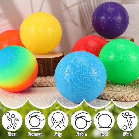 Jerify 60 Pack PVC Playground Balls 7 Colors Playground Balls 5 Inch Children Adult Color Inflatable Balls Handball Soccer Basketball Parent Child Outdoor Sports Games Camp School Outdoor in Kuwait