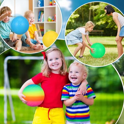 Jerify 60 Pack PVC Playground Balls 7 Colors Playground Balls 5 Inch Children Adult Color Inflatable Balls Handball Soccer Basketball Parent Child Outdoor Sports Games Camp School Outdoor in Kuwait