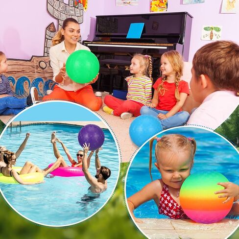 Jerify 60 Pack PVC Playground Balls 7 Colors Playground Balls 5 Inch Children Adult Color Inflatable Balls Handball Soccer Basketball Parent Child Outdoor Sports Games Camp School Outdoor in Kuwait