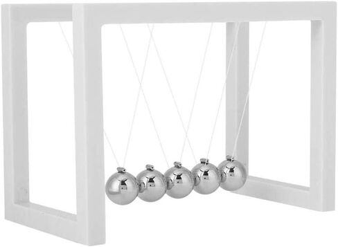 كرات توازن مهد نيوتن من AIXICWXI، كرات أكريليك، كرة توازن نيوتن، ألعاب مكتب تعلم الفيزياء العلمية للمكتب والديكور المنزلي (أبيض) in Kuwait