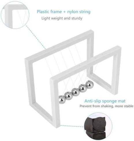 كرات توازن مهد نيوتن من AIXICWXI، كرات أكريليك، كرة توازن نيوتن، ألعاب مكتب تعلم الفيزياء العلمية للمكتب والديكور المنزلي (أبيض) in Kuwait