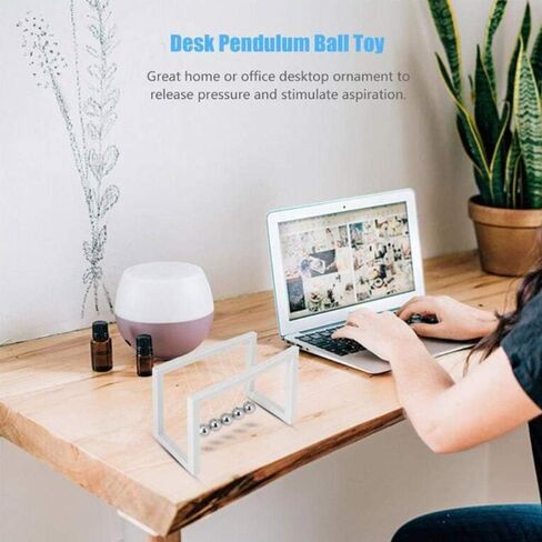 كرات توازن مهد نيوتن من AIXICWXI، كرات أكريليك، كرة توازن نيوتن، ألعاب مكتب تعلم الفيزياء العلمية للمكتب والديكور المنزلي (أبيض) in Kuwait