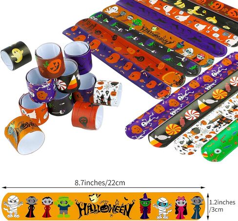 ELCOHO 72 Pieces Halloween Favors Slap Bracelets Toys Halloween Wristbands Slap Bracelets for Halloween Trick or Treat Gifts in Saudi Arabia