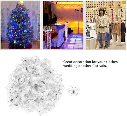 Pssopp 100 قطعة شبكة بيضاء فراشة سلك شبكة بريق الحرفية فراشة الزفاف تخزين الملابس اكسسوارات الديكور مع جوهرة بيضاء لديكور الزفاف in Kuwait