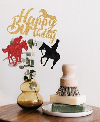 Horse Racing Centerpieces Sticks, Horse Themed Birthday Party Decorations, Western Bull Riding Competition Party Decors, Equestrian Theme Baby Shower Supplies Black Red Gold 12 Pcs in Kuwait