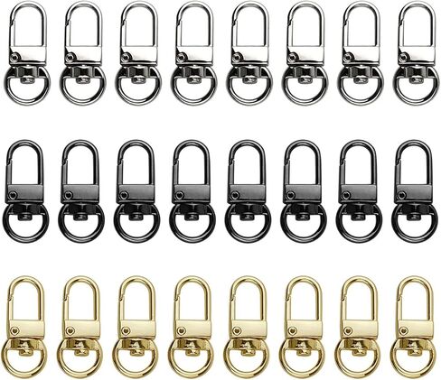 24 Pieces Metal Lobster Claw Clasps Swivel Lanyards Trigger Snap Hooks Strap for Keychain Key Rings Connector DIY Bags Jewelry Findings, 3 Colors in Kuwait