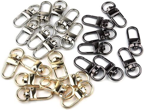 24 Pieces Metal Lobster Claw Clasps Swivel Lanyards Trigger Snap Hooks Strap for Keychain Key Rings Connector DIY Bags Jewelry Findings, 3 Colors in Kuwait