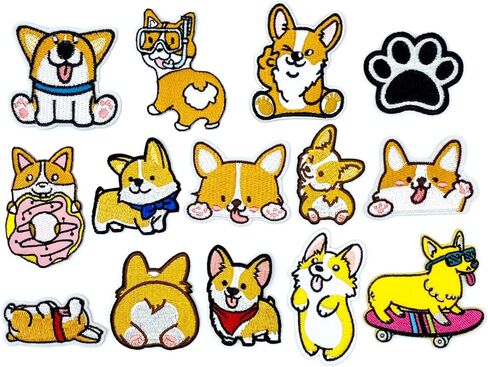 14 قطعة من رقعة Kawaii Corgi اللطيفة من BOHAQA - رقع كبيرة مضحكة للكلاب - يمكن كيها/خياطتها in Kuwait