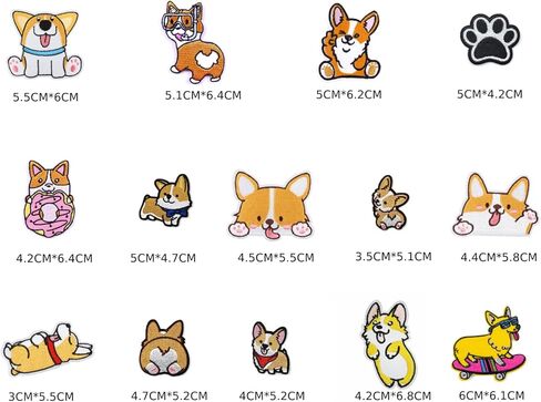 14 قطعة من رقعة Kawaii Corgi اللطيفة من BOHAQA - رقع كبيرة مضحكة للكلاب - يمكن كيها/خياطتها in Kuwait