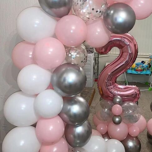 طقم بالونات باللونين الأسود والفضي، طقم قوس بالونات فضي وأسود معدني، 100 قطعة من بالونات الكروم والفضة اللاتكس السوداء بأحجام مختلفة لحفلات الزفاف وحفلات الزفاف وأعياد الميلاد وحفلات التخرج in Kuwait