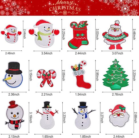 8pcs Christmas Sew on Patches Xmas Reindeer Embroidered Iron on Patch Santa Claus Tree Snowman Bell Design Iron on Patch Applique for Winter Clothes Dress Hat Jeans DIY Accessories in Saudi Arabia