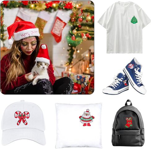8pcs Christmas Sew on Patches Xmas Reindeer Embroidered Iron on Patch Santa Claus Tree Snowman Bell Design Iron on Patch Applique for Winter Clothes Dress Hat Jeans DIY Accessories in Saudi Arabia