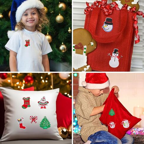 8pcs Christmas Sew on Patches Xmas Reindeer Embroidered Iron on Patch Santa Claus Tree Snowman Bell Design Iron on Patch Applique for Winter Clothes Dress Hat Jeans DIY Accessories in Saudi Arabia