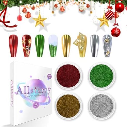 Allstarry الكروم مسحوق الأظافر مرآة معدنية تأثير الصباغ الكروم قزحي الألوان أورورا مسمار بريق حورية البحر اللؤلؤ بريق مجموعة الغبار لطلاء هلام مسمار الفن الديكور، الراتنج الحرفية- البنفسجي الأخضر الزمرد in Kuwait