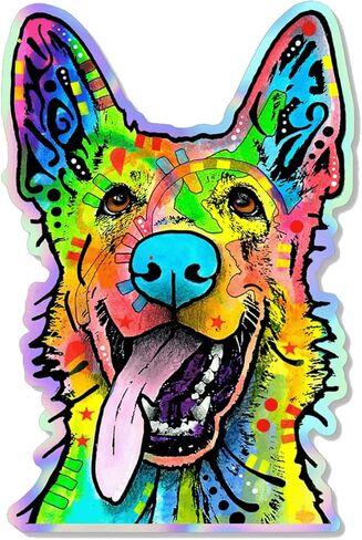 ملصق German Shepherd - ملصقات Dean Russo German Shepherd (عبوة من قطعتين تتضمن مقاسين) ملصقات ثلاثية الأبعاد مقاومة للماء للسيارات ونوافذ السيارات وزجاجات المياه والهواتف. in Kuwait