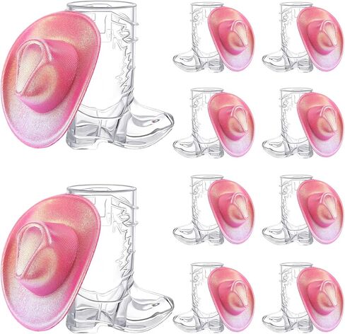 كرافتشو 40 قطعة من قبعة راعية البقر النيون الصغيرة وأحذية رعاة البقر نظارات للحفلات، قبعة شرب ديسكو لامعة ثلاثية الأبعاد، قبعة كاوبوي غربية صغيرة، حذاء كاوبوي بلاستيكي شفاف لمستلزمات حفلات اعياد in Kuwait