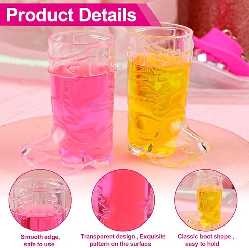 كرافتشو 40 قطعة من قبعة راعية البقر النيون الصغيرة وأحذية رعاة البقر نظارات للحفلات، قبعة شرب ديسكو لامعة ثلاثية الأبعاد، قبعة كاوبوي غربية صغيرة، حذاء كاوبوي بلاستيكي شفاف لمستلزمات حفلات اعياد in Kuwait