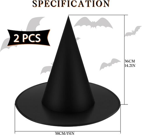 TiurDin قبعة الساحرة السوداء للهالوين، قبعات ساحرة عائمة، قبعة ساحرة معلقة لديكورات حفلات الهالوين in Kuwait