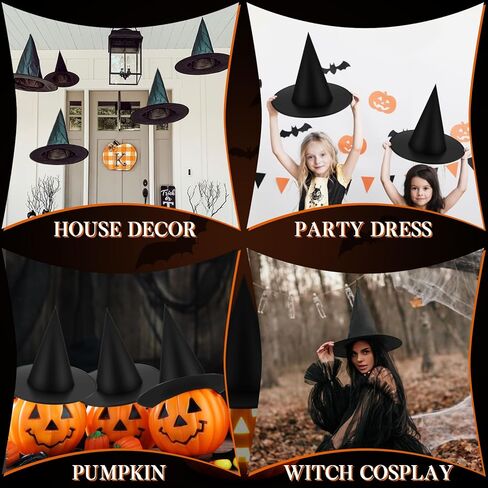TiurDin قبعة الساحرة السوداء للهالوين، قبعات ساحرة عائمة، قبعة ساحرة معلقة لديكورات حفلات الهالوين in Kuwait