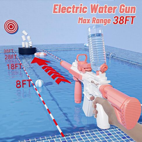 Electric Water Guns Reach up to 38FT Automatic Squirt Guns 500CC+80CC Large Capacity Water Toy Guns for Kids,Boy,Girls,Adults,Outdoor Pools,Outdoor(New Pink) Parties,Beaches(Pink). in Kuwait