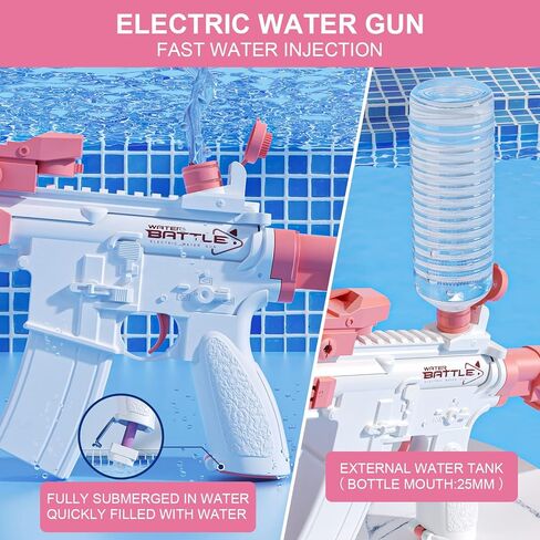 Electric Water Guns Reach up to 38FT Automatic Squirt Guns 500CC+80CC Large Capacity Water Toy Guns for Kids,Boy,Girls,Adults,Outdoor Pools,Outdoor(New Pink) Parties,Beaches(Pink). in Kuwait