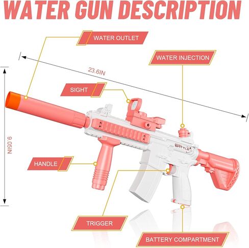 Electric Water Guns Reach up to 38FT Automatic Squirt Guns 500CC+80CC Large Capacity Water Toy Guns for Kids,Boy,Girls,Adults,Outdoor Pools,Outdoor(New Pink) Parties,Beaches(Pink). in Kuwait